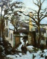 El camino a la ermita en la nieve Camille Pissarro